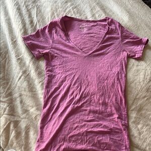 J Crew Light Pink / Purple V Neck Fitted Short Sleeve Tee - “Artist T”